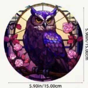 1pc, Owl Stained Acrylic Suncatcher, Window Hangings with Metal Chain, 5.90"